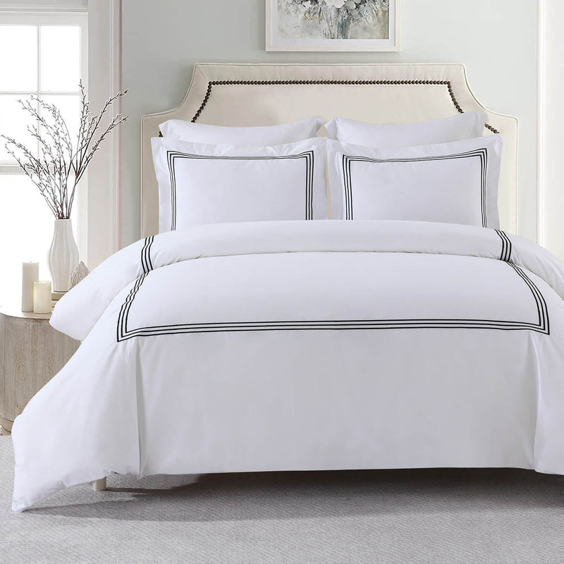Adeline Percale Embroidered Duvet Cover Set - 100% Cotton-Wholesale Beddings