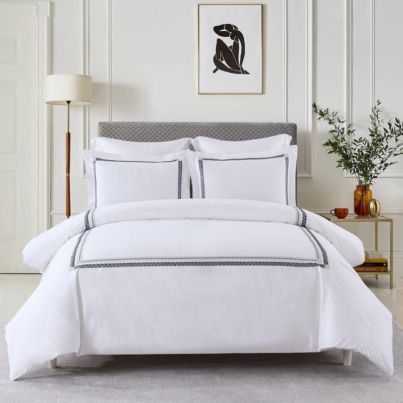 Sadie Percale Embroidered Duvet Cover Set - Made in Egypt-Wholesale Beddings