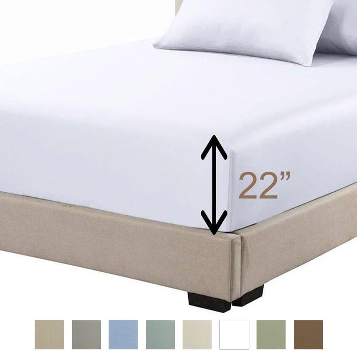 Zip On Fitted Sheet Set - 600 Thread Count Queen - Includes 1 Base + 2 Zip Sheets - Deep Pocket 18" - Light Grey