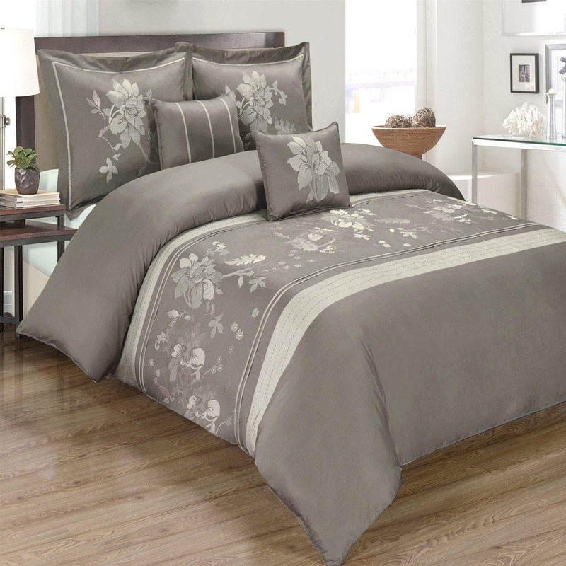 5 Piece Myra 100% Cotton Gray Duvet Cover Set-Wholesale Beddings