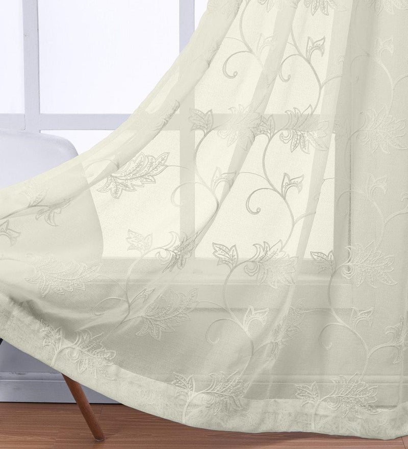 Andora Embroidered Grommet Top Sheer Panel Curtain Pair (Set of 2 )-Wholesale Beddings