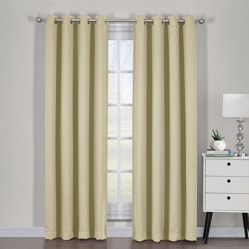 Beige Ava Blackout Weave Curtain Panels With Tie Backs Pair (Set Of 2)-Wholesale Beddings