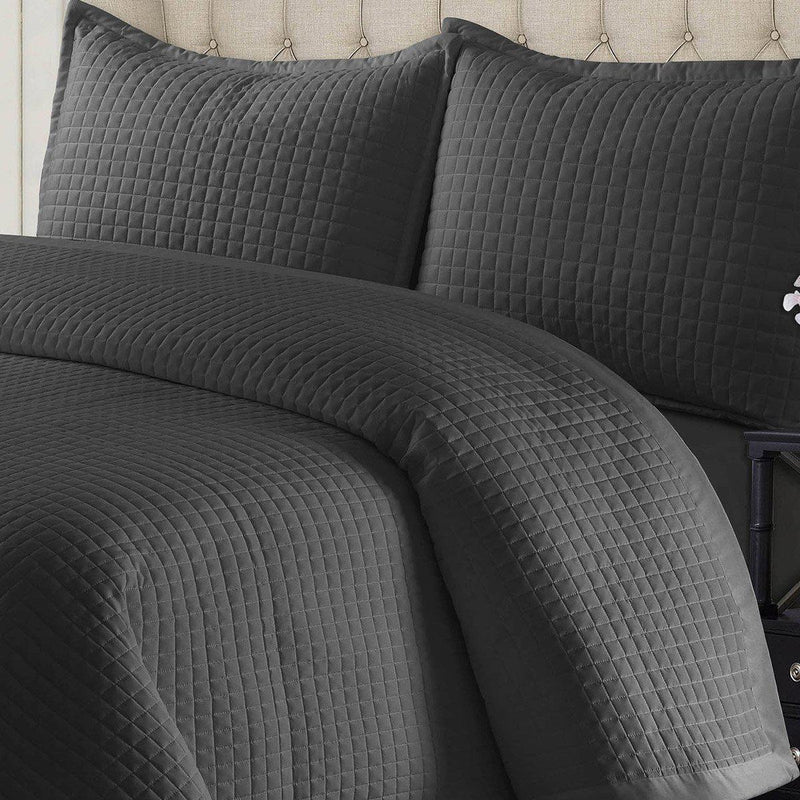 Black Coverlet / Bedspread Set Reversible-Wholesale Beddings