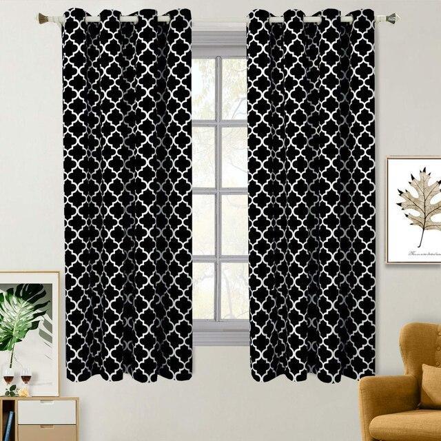 Black & White Meridian Room-Darkening Thermal Insulated Curtain Pair (Set of 2 Panels)-Wholesale Beddings
