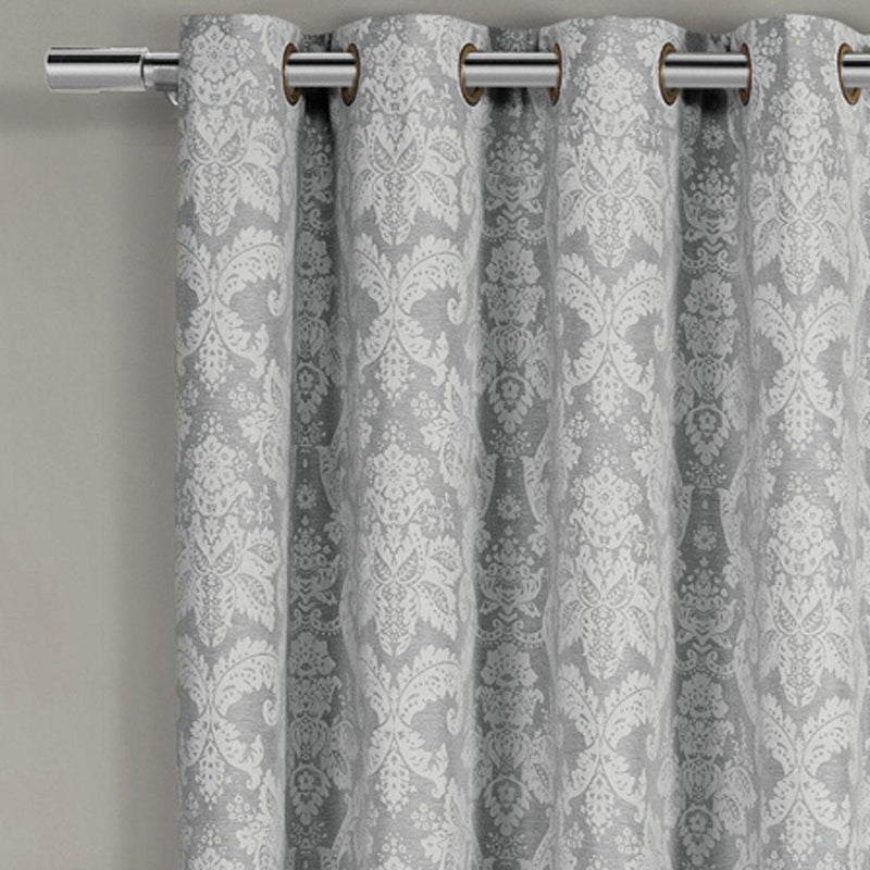 Blair Damask Floral Curtains Jacquard Drapes Grommet Top Panels (Set of 2)-Wholesale Beddings