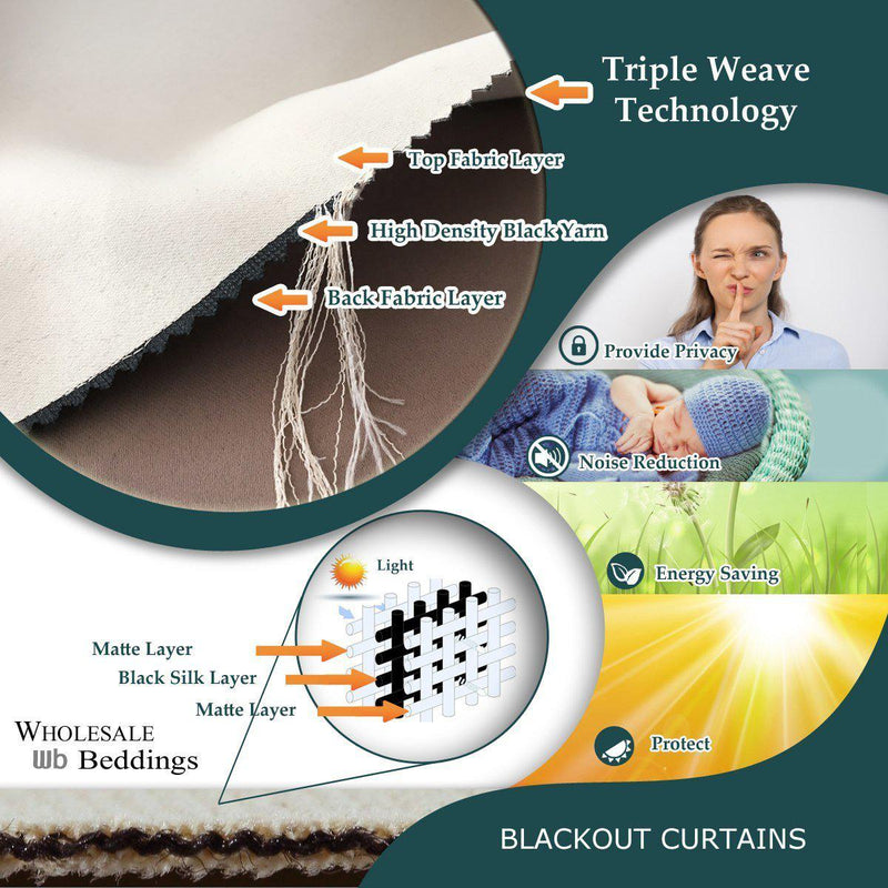 Cappuccino Ava Blackout Weave Curtain Panels With Tie Backs Pair (Set Of 2)-Wholesale Beddings