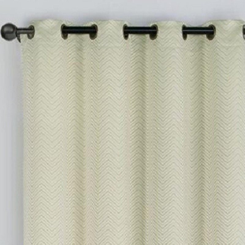 Chevron Embroidered Curtains 55”Wx90”L Grommet Top Jacquard Panels (Set of 2)-Wholesale Beddings