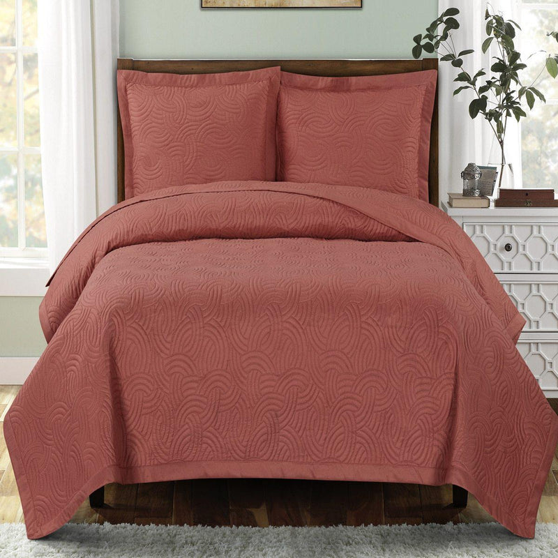 Emerson Ornamental Design Solid Quilted Coverlet Sets-Wholesale Beddings