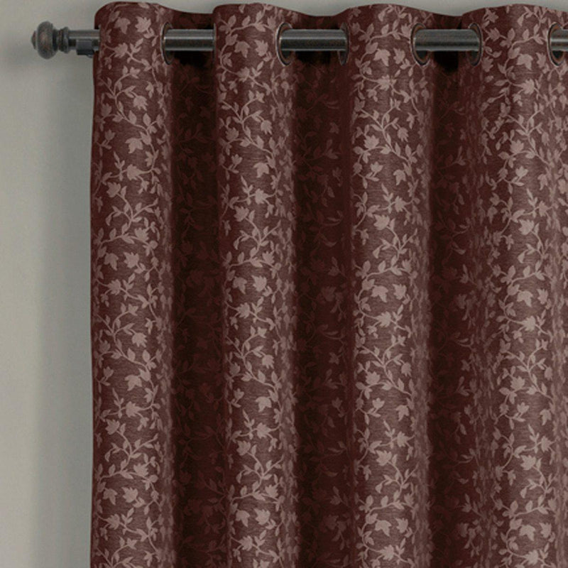 Fiorela Jacquard Drapes Floral Curtains Grommet Top Panel (Single)-Wholesale Beddings