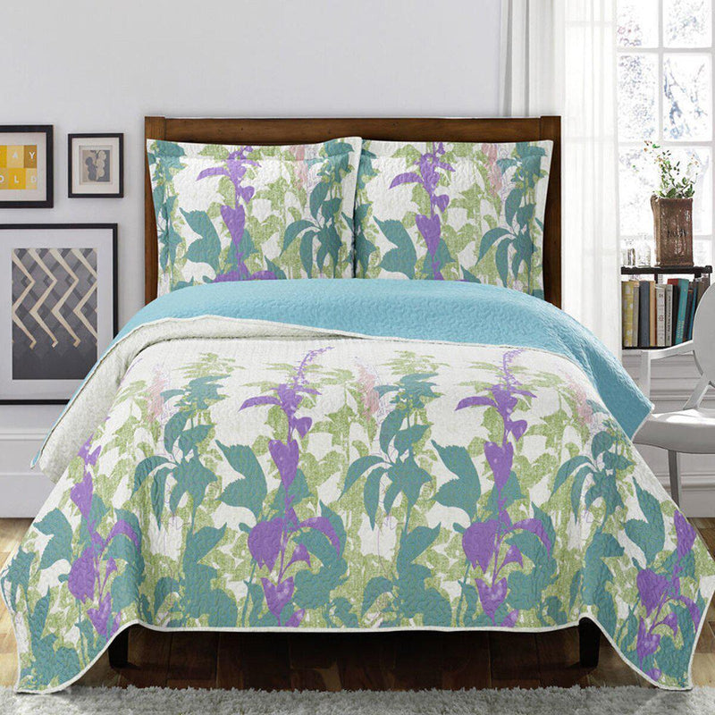 Freya Wrinkle-Free Quilt Set Reversible Paisley Floral Pattern (Full/Queen)-Wholesale Beddings