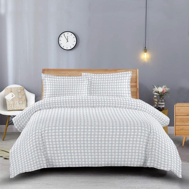 Heavyweight Printed Flannel Duvet Covers 170GSM - Gray Check-Wholesale Beddings