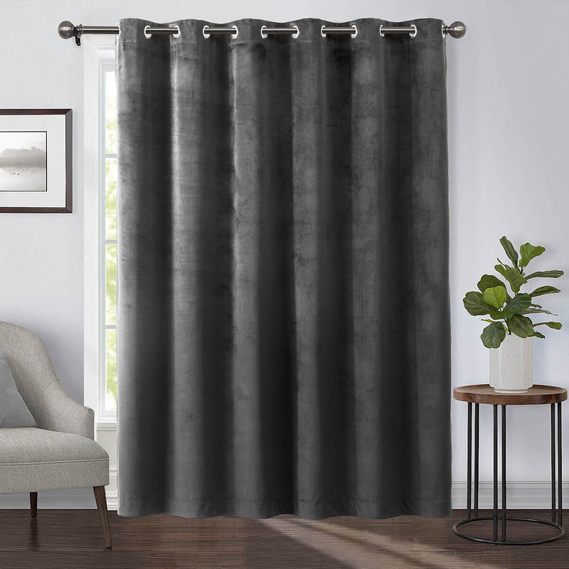Heavyweight Wide Width 84-Inches Velvet Curtains Grommet Top (Single)-Wholesale Beddings