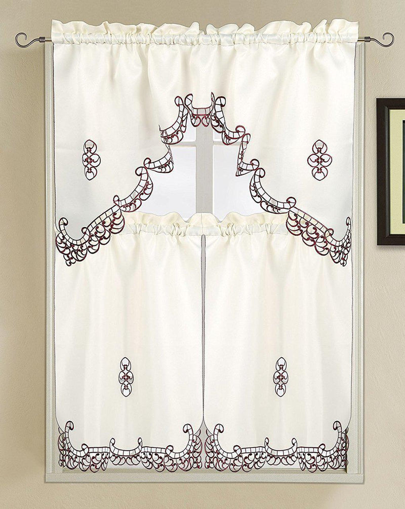 Holland Luxury Embroidered and Hand Cutwork Kitchen Curtain-Wholesale Beddings
