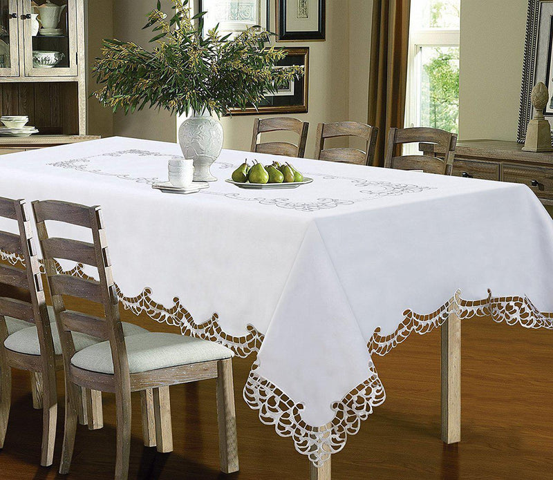 Holland Luxury Embroidered and Hand Cutwork Table cloth, Top Dinner Kitchen Table Cover-Wholesale Beddings