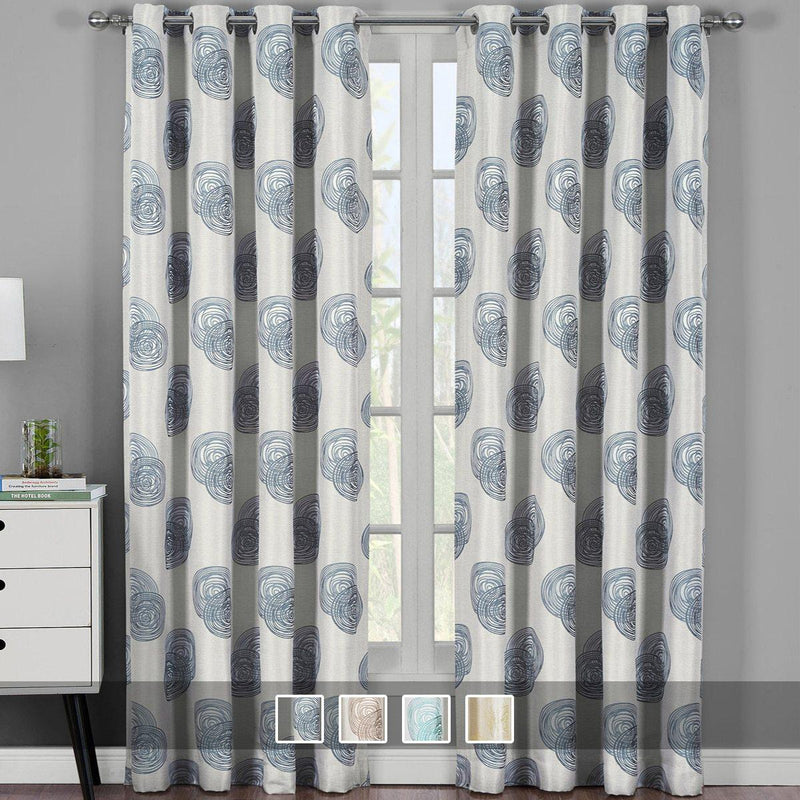 Lafayette Modern Abstract Jacquard Curtain Panels With Grommets ( Set of 2 Panels )-Wholesale Beddings