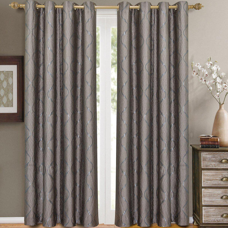 Laguna Contemporary Swirl Jacquard Curtain Panels With Top Grommets (Pair)-Wholesale Beddings