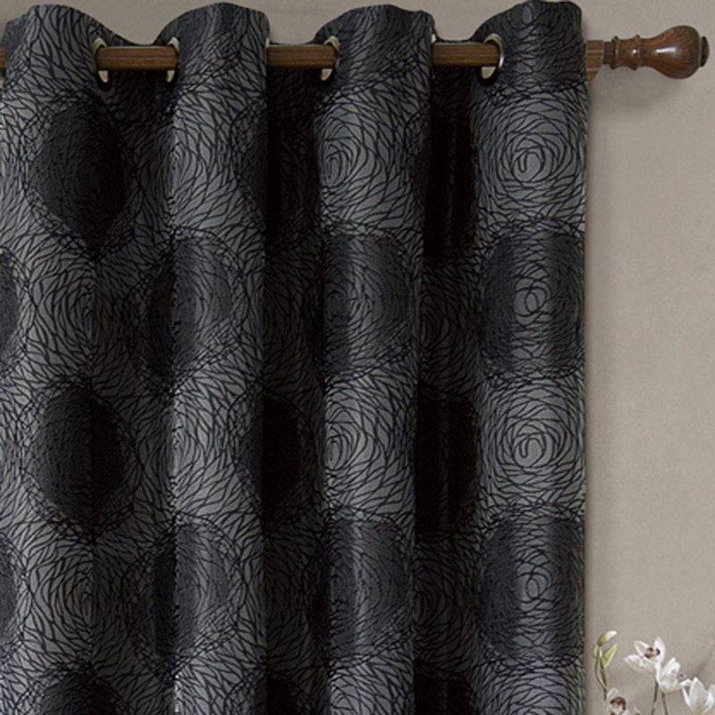 Lexington Circle Swirl Jacquard Curtains Top Grommet Panels (Set of 2)-Wholesale Beddings