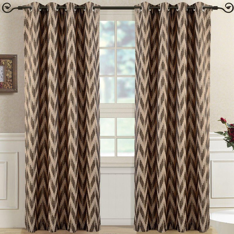 Pair (Set of 2) Lisette Chevron Top Grommet Window Curtain Panels, 108 Inches Total Width-Wholesale Beddings