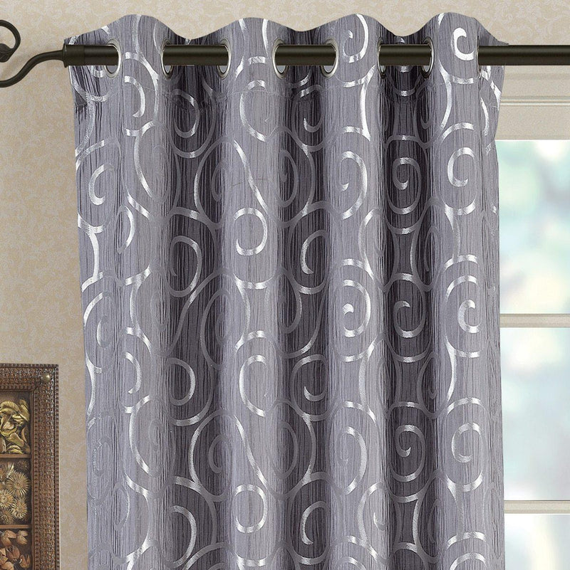 Pair (Set of 2) Top Grommet Window Curtain Panels Abstract Jacquard Tuscany, 104 Inches Total Width.-Wholesale Beddings