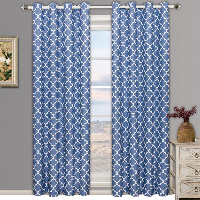 Periwinkle Meridian Room-Darkening Thermal Insulated Curtain Pair (Set of 2 Panels)-Wholesale Beddings
