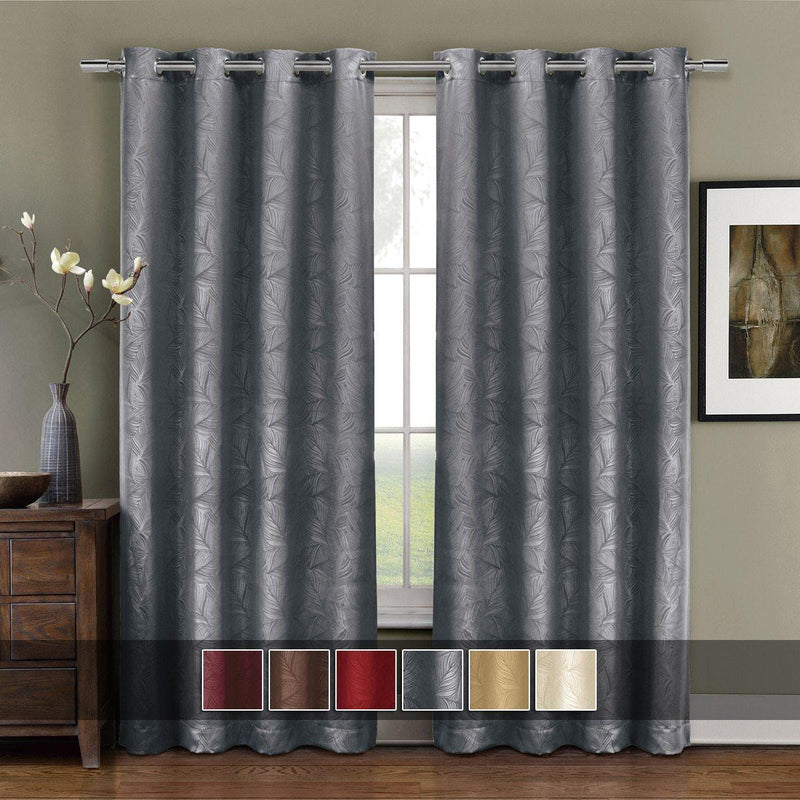 Prairie Contemporary Leafy Design Blackout Grommet Curtain Panel (Single)-Wholesale Beddings