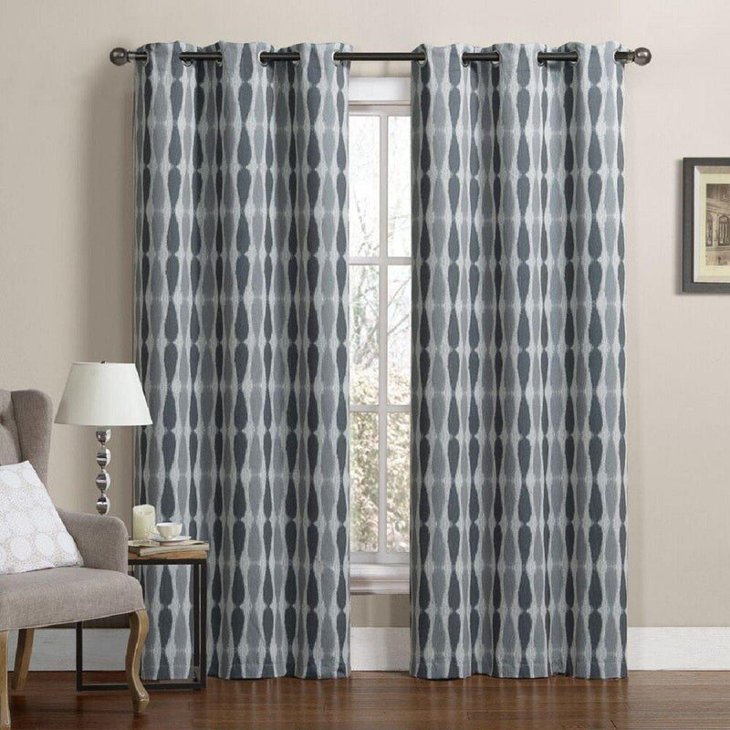 Printed Mansoon Triple Weave Blackout Curtain Panels 76"Wx84"L(Set Of 2)-Wholesale Beddings