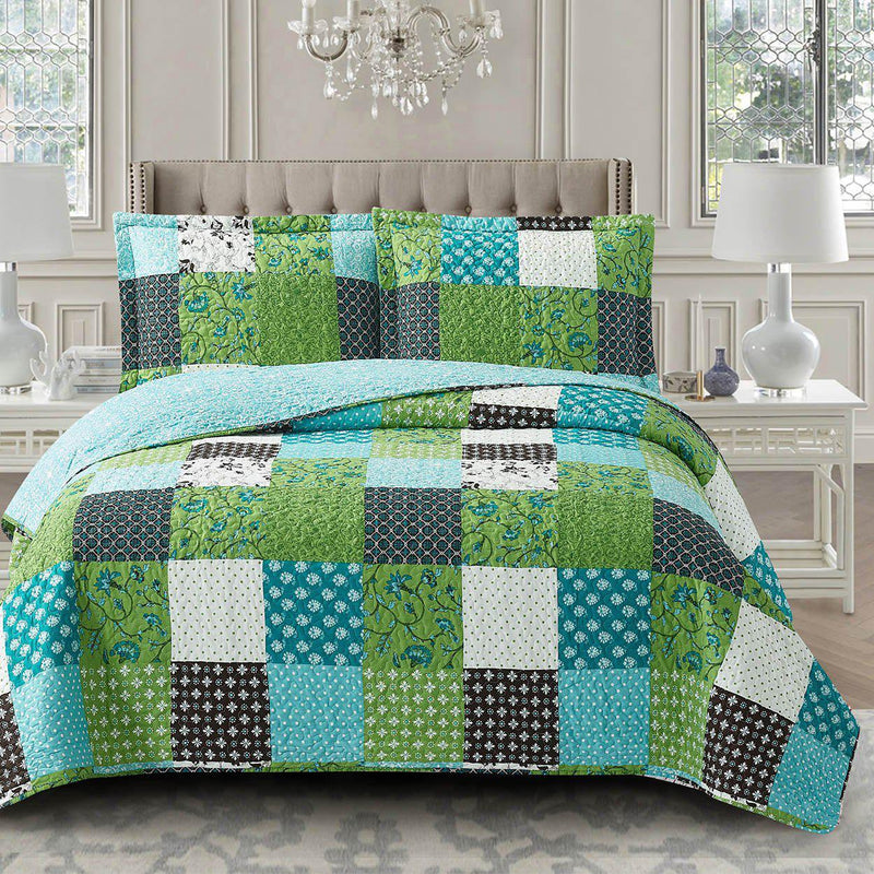 Rebekah Spring Garden Style Oversized Quilt Set Wrinkle-Free Coverlet Set-Wholesale Beddings
