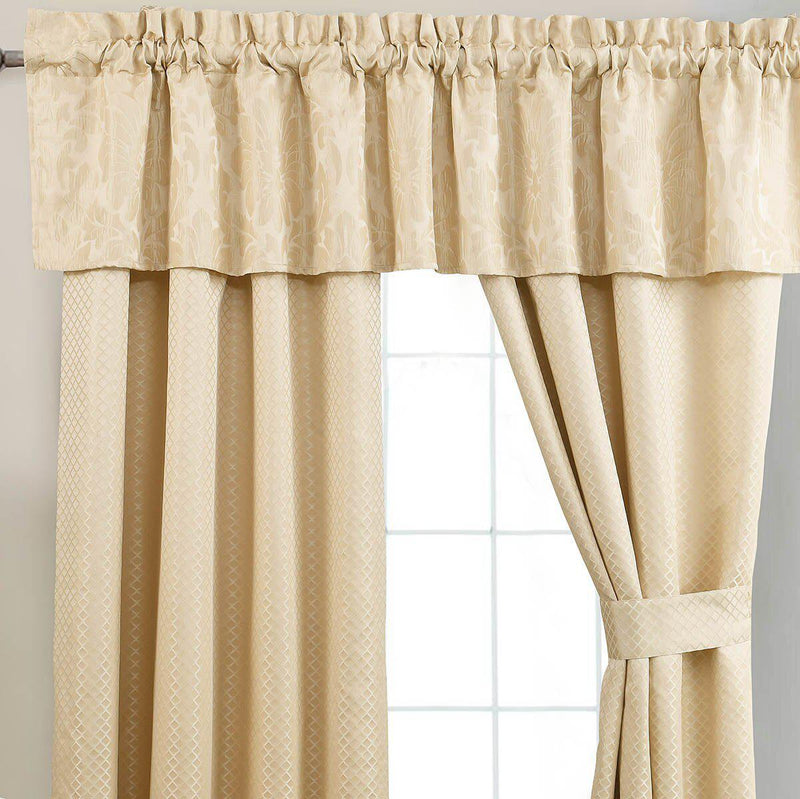 Sara 5 Piece Lined Jacquard Curtain Panel Set 84”Wx84”L-Wholesale Beddings