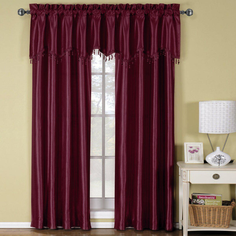 Soho Faux Silk Rod Pocket Curtain Panels- Matching Valance (Single)-Wholesale Beddings