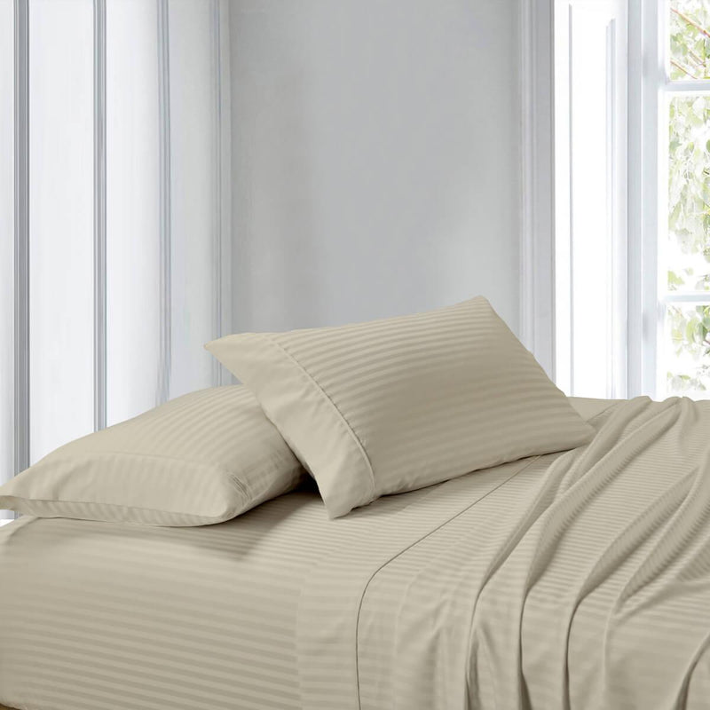 Split Adjustable Dual King Sheets 100% Cotton 300 Thread count - Striped-Wholesale Beddings