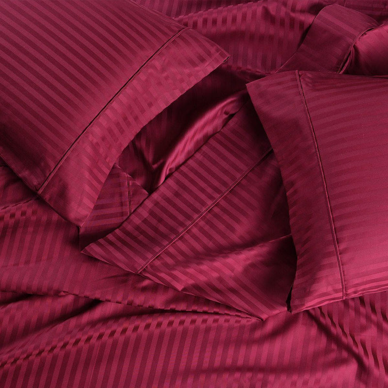 Split Queen Sheet Set 608 Thread Count 100% Cotton Damask Stripe-Wholesale Beddings