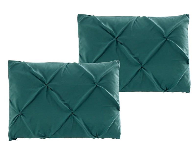 Teal Oxford Double Needle Luxury Soft Pinch Pleated Comforter Set-Wholesale Beddings