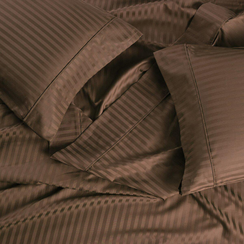 Top Split "Head Split" California King Sheet Set 650 Thread Count Damask Stripe-Wholesale Beddings