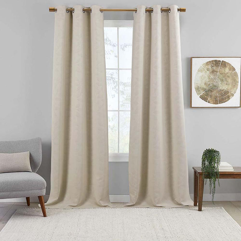 Virginia Leafy Design Blackout Weave Grommet Curtain Panels (Set of 2)-Wholesale Beddings