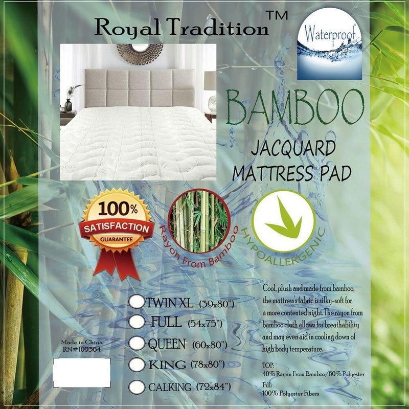 Waterproof Bamboo Jacquard Mattress Pad-Wholesale Beddings