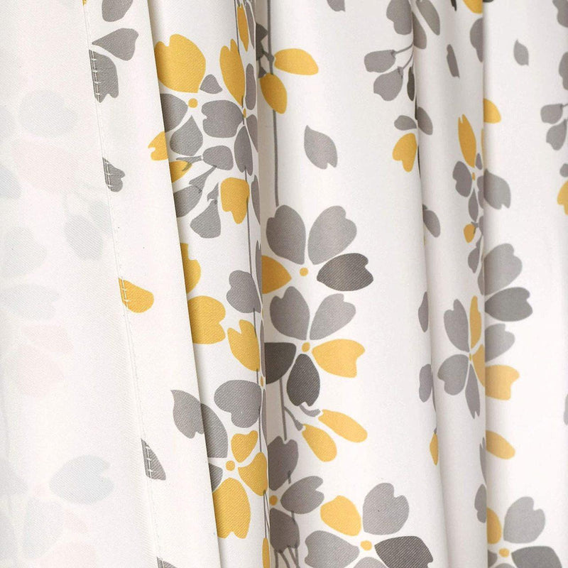 Weeping Flowers Room Darkening Curtain Panel Pair - 84 Inches Long - Yellow/Grey-Wholesale Beddings