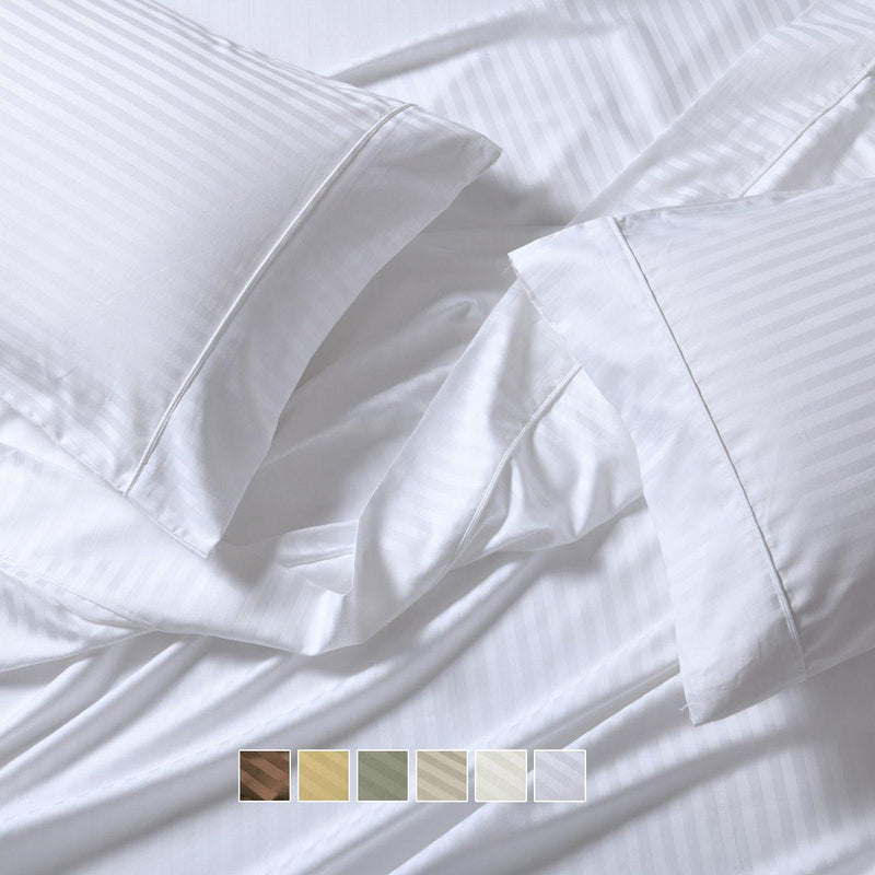 Wrinkle-Free Striped 650 Cotton Un-attached CalKing & Queen Waterbed Sheet sets-Wholesale Beddings