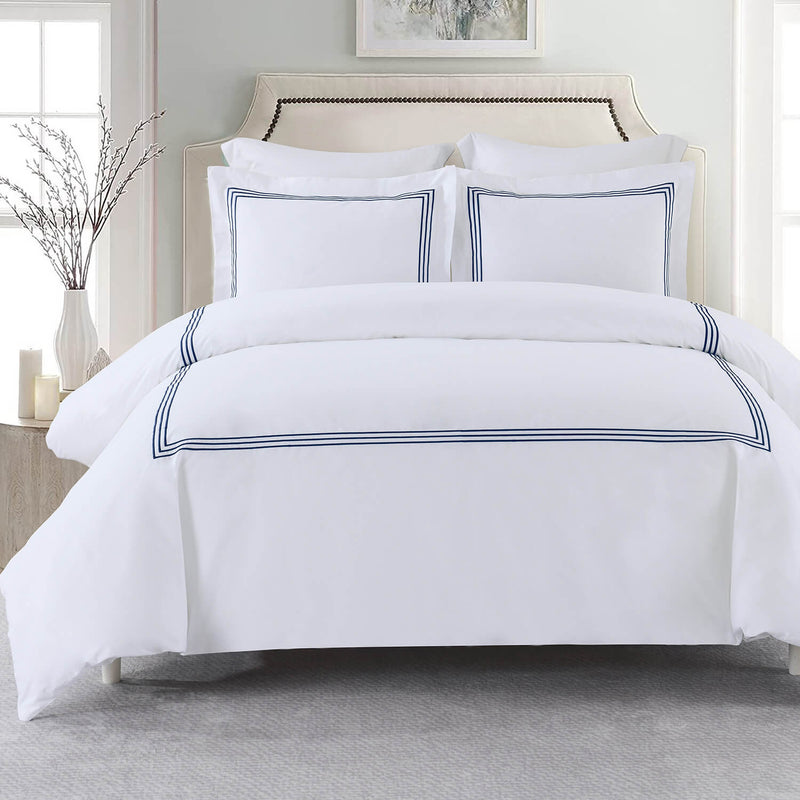 Adeline Percale Embroidered Duvet Cover Set - 100% Cotton-Wholesale Beddings