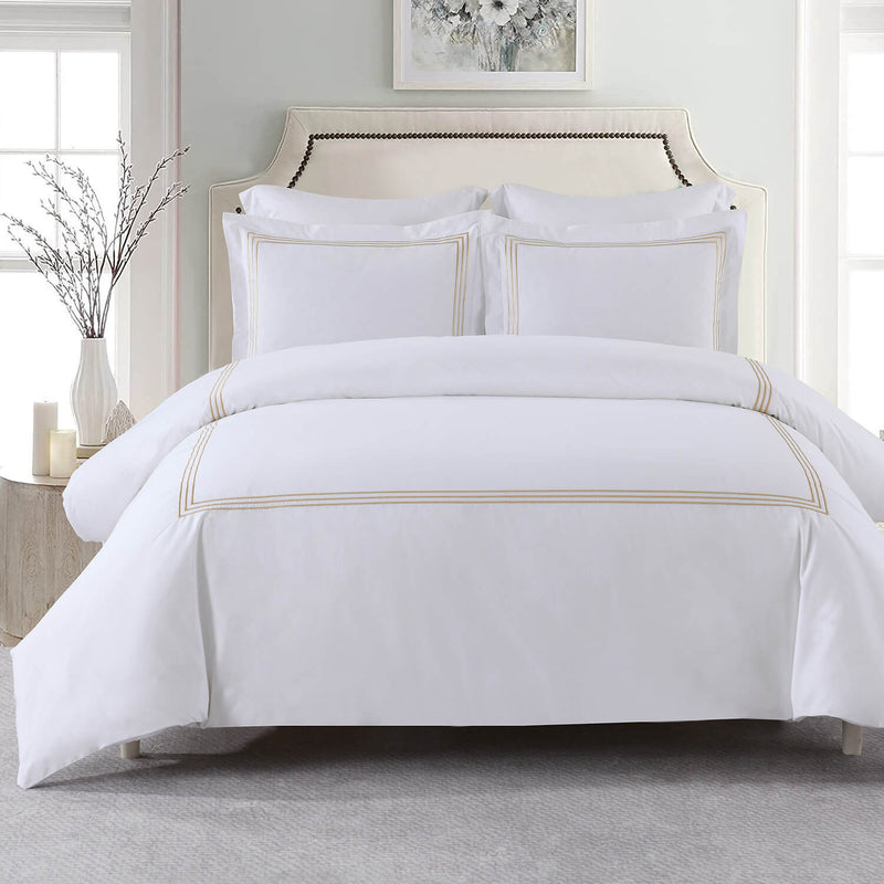 Adeline Percale Embroidered Duvet Cover Set - 100% Cotton-Wholesale Beddings