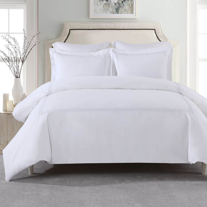 Adeline Percale Embroidered Duvet Cover Set - 100% Cotton-Wholesale Beddings