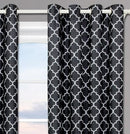 Black & Gray Meridian Thermal Grommet Room-Darkening Curtains (Set of 2 Panels)-Wholesale Beddings