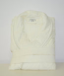 Ivory Cotton Jacquard Velour Shawl Collar Waffle Weave Bath Robes (Single)-Wholesale Beddings