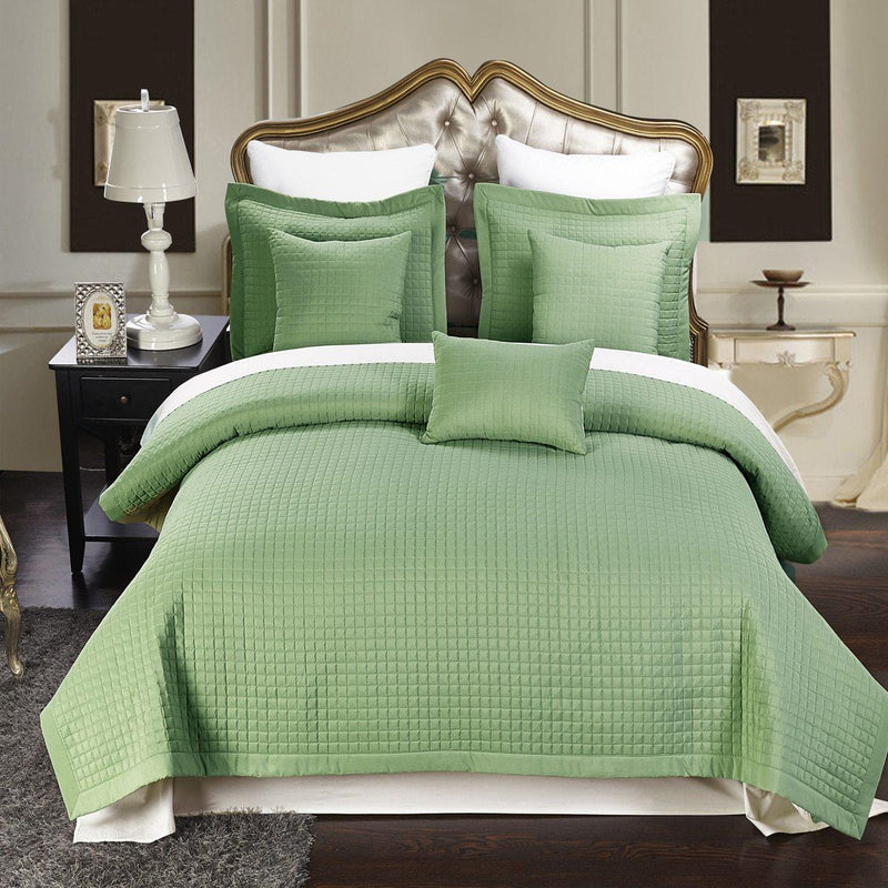 Luxury Checkered Quilted Wrinkle-Free 2-3 Piece Quilted Coverlet Set-Wholesale Beddings