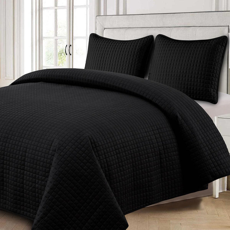 Luxury Checkered Quilted Wrinkle-Free 2-3 Piece Quilted Coverlet Set-Wholesale Beddings