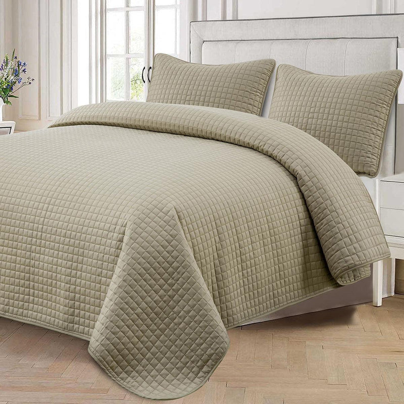 Royal Hotel Copriletto Luxury Microfibra Quadri - Set 3 Pezzi Full/Queen