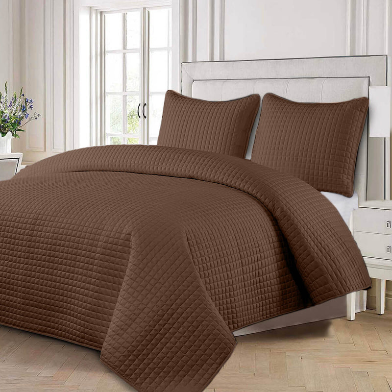 Luxury Checkered Quilted Wrinkle-Free 2-3 Piece Quilted Coverlet Set-Wholesale Beddings