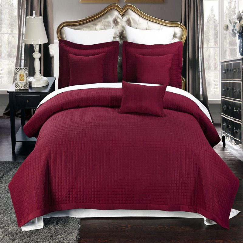 Luxury Checkered Quilted Wrinkle-Free 2-3 Piece Quilted Coverlet Set-Wholesale Beddings