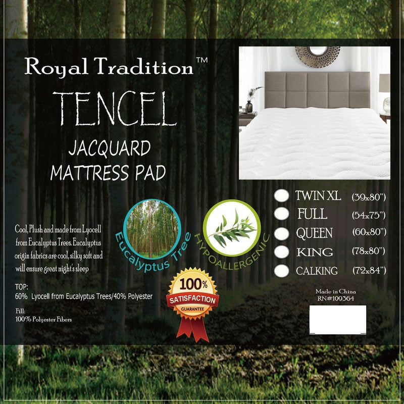Lyocell from Eucalyptus TENCEL™ Jacquard Mattress Pad (Full)-Wholesale Beddings