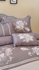 5 Piece Myra 100% Cotton Gray Duvet Cover Set