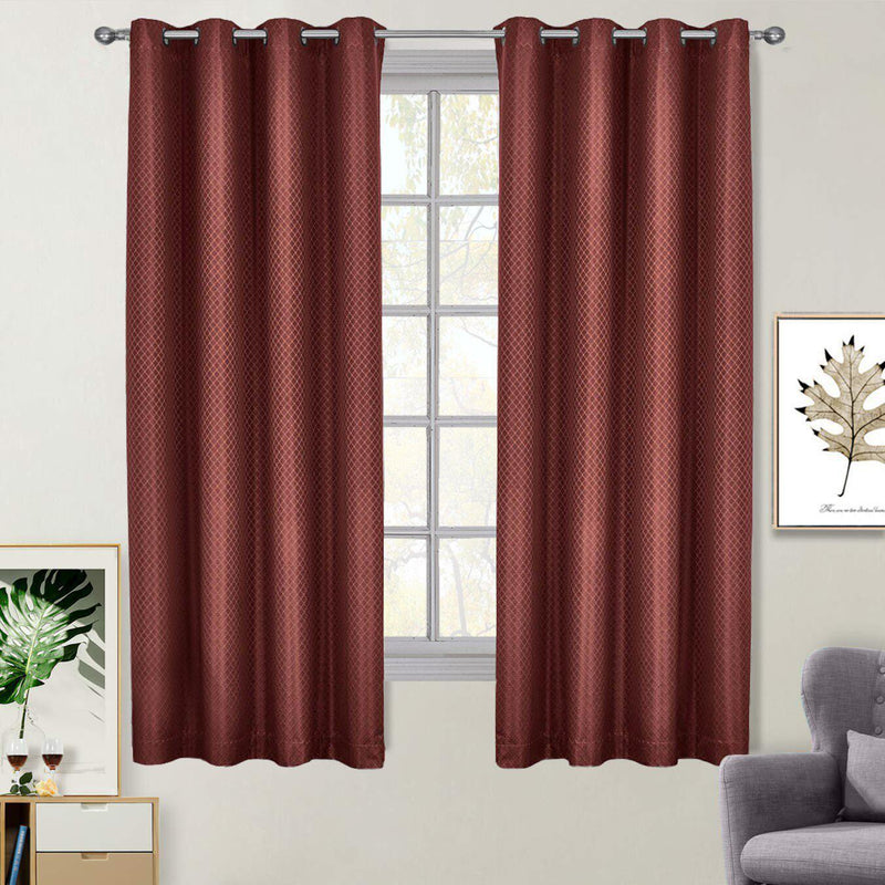 100% Blackout Curtain - Diamond Jacquard Woven Drape Theme (Set of 2)-Wholesale Beddings